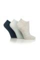 Ladies 3 Pair Iomi Footnurse Gentle Grip Diabetic Cotton Trainer Socks - Cloud / Teal / Mint