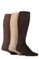 Mens and Women's 3 Pair IOMI FootNurse Cushion Foot Bamboo Diabetic Knee High Socks - Coffee Bean