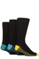 Mens 3 Pair SOCKSHOP Wildfeet Patterned Spots and Stripes Bamboo Socks - Footbed Stripey Yellow / Blue