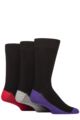 Mens 3 Pair SOCKSHOP Wildfeet Patterned Spots and Stripes Bamboo Socks - Footbed Black Purple / Grey / Red