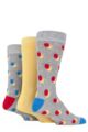 Mens 3 Pair SOCKSHOP Wildfeet Patterned Spots and Stripes Bamboo Socks - Light Grey Double Dot