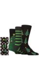 Mens 3 Pair SOCKSHOP Wildfeet Bamboo Christmas Socks in Santa Patterned Gift Box - Christmas Trees