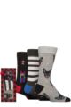 Mens 3 Pair SOCKSHOP Wildfeet Bamboo Christmas Socks in Red Check Gift Box - Dog Xmas Cracker