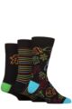 Mens 3 Pair SOCKSHOP Wildfeet Bamboo Christmas Patterned Socks with Gift Tag - Christmas Icons