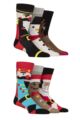 Mens 3  Pair SOCKSHOP Wildfeet Bamboo Christmas Mismatched Socks - Mismatched