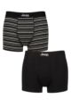 Mens 2 Pack Jeep Cotton Fitted Trunks - Black / Charcoal