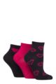 Women's 3 Pair SOCKSHOP Wildfeet Mid Length Bamboo Socks - Navy Hearts