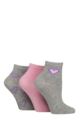 Women's 3 Pair SOCKSHOP Wildfeet Mid Length Bamboo Socks - Grey Hearts