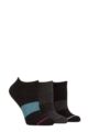 Women's 3 Pair SOCKSHOP Wildfeet Half Cushioned Bamboo Sports Socks - Black / Charcoal