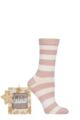 Women's 1 Pair SOCKSHOP Wildfeet Bamboo Christmas Gift Boxed Socks - Pink / White Stripe