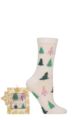 Women's 1 Pair SOCKSHOP Wildfeet Bamboo Christmas Gift Boxed Socks - Trees