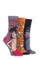 Women's 3 Pair SOCKSHOP Disney The Jungle Book Cotton Socks - Assorted