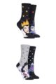 Women's 4 Pair SOCKSHOP Disney Villains Ursula, Evil Queen, Maleficent and Cruella De Vil Socks - Assorted