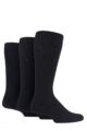 Mens 3 Pair Pringle Dunvegan Comfort Cuff Plain Cotton Socks - Black