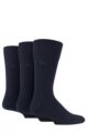 Mens 3 Pair Pringle Dunvegan Comfort Cuff Plain Cotton Socks - Navy