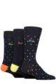 Mens 3 Pair Pringle Patterned Bamboo Socks - Pin Dots Navy