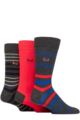 Mens 3 Pair Pringle Patterned Bamboo Socks - Stripe Charcoal