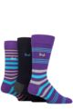 Mens 3 Pair Pringle Patterned Bamboo Socks - Stripe Purple