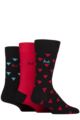 Mens 3 Pair Pringle Patterned Bamboo Socks - Black Red Triangles