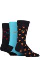 Mens 3 Pair Pringle Patterned Bamboo Socks - Navy Orange Triangles