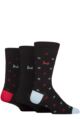 Mens 3 Pair Pringle Patterned Bamboo Socks - Black Red / Blue X