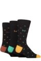 Mens 3 Pair Pringle Patterned Bamboo Socks - Black Green / Brown X