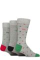 Mens 3 Pair Pringle Patterned Bamboo Socks - Grey Navy / Red X