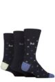 Mens 3 Pair Pringle Patterned Bamboo Socks - Navy / Blue X