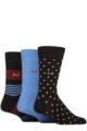 Mens 3 Pair Pringle Patterned Bamboo Socks - Black Orange Spots