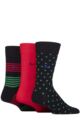 Mens 3 Pair Pringle Patterned Bamboo Socks - Navy Green Spots