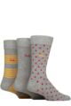 Mens 3 Pair Pringle Patterned Bamboo Socks - Grey Red Spots