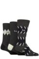 Mens 3 Pair Pringle Patterned Bamboo Socks - Charcoal Navy Zig Zag