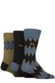 Mens 3 Pair Pringle Patterned Bamboo Socks - Teal Black Zig Zag