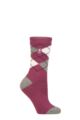 Women's 1 Pair SOCKSHOP Heat Holders 1.6 TOG Lite Patterned and Striped Socks - Cali Muted Coral