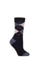 Women's 1 Pair SOCKSHOP Heat Holders 1.6 TOG Lite Patterned and Striped Socks - Cali Navy / Orchid