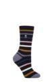 Women's 1 Pair SOCKSHOP Heat Holders 1.6 TOG Lite Patterned and Striped Socks - Annika Navy