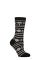 Women's 1 Pair SOCKSHOP Heat Holders 1.6 TOG Lite Patterned and Striped Socks - Fairisle Black / Charcoal