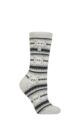 Women's 1 Pair SOCKSHOP Heat Holders 1.6 TOG Lite Patterned and Striped Socks - Fairisle Light Grey Twist / Blue