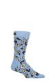 Mens and Women's 1 Pair Happy Socks Dancing Flower Socks - Light Blue