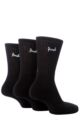 Mens 3 Pair Pringle Cotton Cushion Sports Socks - Black Cotton