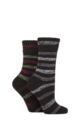 Women's 2 Pair SOCKSHOP Wildfeet Thermal Socks - Black Stripes