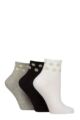 Women's 3 Pair SOCKSHOP Wildfeet Plain Mid Cut Ribbed Crew Socks - Flowers