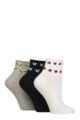 Women's 3 Pair SOCKSHOP Wildfeet Plain Mid Cut Ribbed Crew Socks - Ladybird / Butterfly / Bee