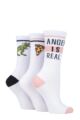 Women's 3 Pair SOCKSHOP Wildfeet Slogan Cotton Sports Socks - Hanger