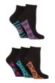 Women's 5 Pair SOCKSHOP Plain and Patterned Bamboo Anklet Socks - Patterned Sole Geometric