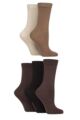 Ladies 5 Pair SOCKSHOP Plain, Patterned and Striped Bamboo Socks - Plain Cocoa Mix