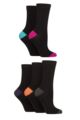 Ladies 5 Pair SOCKSHOP Plain, Patterned and Striped Bamboo Socks - Contrast Black Bright