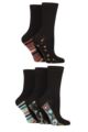 Ladies 5 Pair SOCKSHOP Plain, Patterned and Striped Bamboo Socks - Patterned Sole Floral