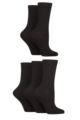 Women's 5 Pair SOCKSHOP Plain, Patterned and Striped Bamboo Socks - Texture Black