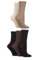 Women's 5 Pair SOCKSHOP Plain, Patterned and Striped Bamboo Socks - Texture Cocoa